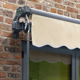 Primrose Awnings 3.0M X 2.5M Retractable Manual Charcoal Frame Ivory Awning Outdoor Patio Canopy - thumbnail 2