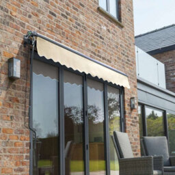 Primrose Awnings 3.0M X 2.5M Retractable Manual Charcoal Frame Ivory Awning Outdoor Patio Canopy - thumbnail 5