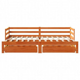 Berkfield Daybed With Trundle&drawers Without Mattress Wax Brown 90X200 Cm - thumbnail 4