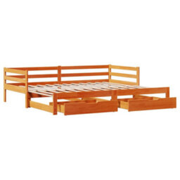 Berkfield Daybed With Trundle&drawers Without Mattress Wax Brown 90X200 Cm - thumbnail 9