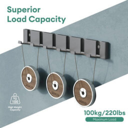 Grey Foldable Aluminium Wall Coat Rack 4 Hooks - thumbnail 5