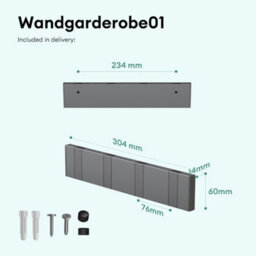 Grey Foldable Aluminium Wall Coat Rack 4 Hooks - thumbnail 2