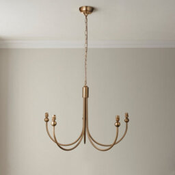 Luminosa Lighting Luminosa Santiago Brushed Aged Brass Plate Pendant Light With Marlin Blue Fabric Ripple Shade 16Cm 5X B22 - thumbnail 5