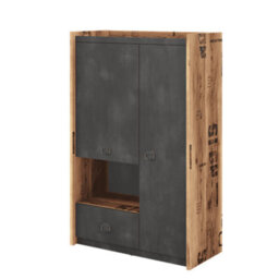Arte Modern Fargo Sideboard Cabinet With Drawer And Shelves In Raw Steel W1500mm X H1900mm X D520mm - Ideal For Storage And Display - thumbnail 1