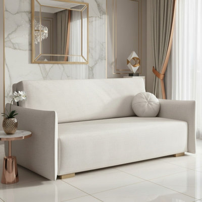 Viva Glov Iv Upholstered Sofa Bed With Bedding Storage Chipboard Frame Wood Legs Sleeping Function 174X98X85Cm White - image 1