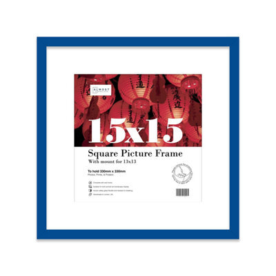 "15X15"" Blue Picture Frame - 15X15"" Square Frame With 13X13"" Mount For 15X15""/13X13"" Pictures Art Deco Style Room Decor, 1 Pack" - image 1