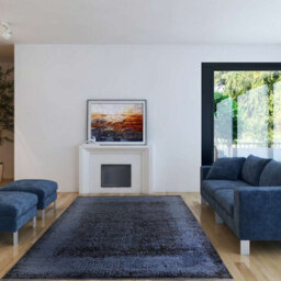 Indigo Black Abstract Modern Bordered Rug For Living Room And Bedroom-200Cm X 290Cm - thumbnail 6