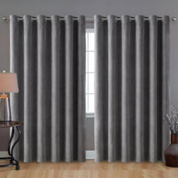 Bedlooms Grey Crushed Velvet Curtains Blackout Thermal Insulated Eyelet Curtain (Pair) 90 X 90 Inches With Tie Back Two - thumbnail 9