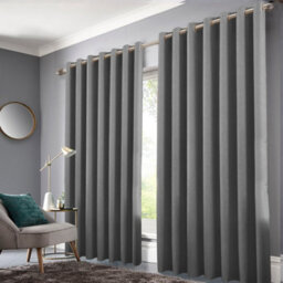 Bedlooms Grey Crushed Velvet Curtains Blackout Thermal Insulated Eyelet Curtain (Pair) 90 X 90 Inches With Tie Back Two - thumbnail 2