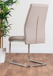 Furniturebox Uk Leonardo Glass And Chrome Metal Dining Table And 6 Cappuccino Beige Lorenzo Leather Chairs - thumbnail 6