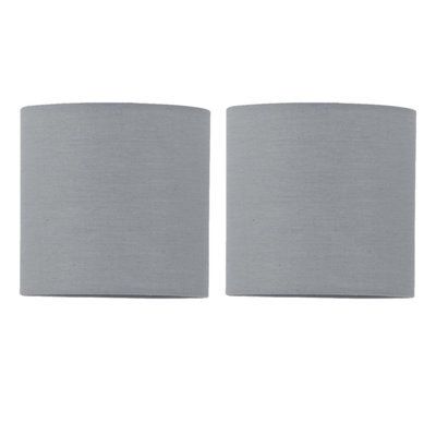 First Choice Lighting Set Of 2 Grey Textured Cotton 15.5Cm Table Lamp Shades - image 1