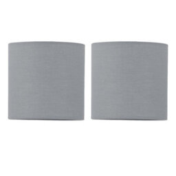 First Choice Lighting Set Of 2 Grey Textured Cotton 15.5Cm Table Lamp Shades