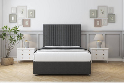 "Comfort Denver Graphite Dumfries Divan Bed Set No Drawers - 54"" Floor Standing 4'6 Double" - image 1