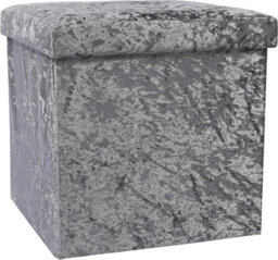 Storage Ottoman Padded Foldable Bench Chest With Lid Holds Up To 100 Kg For Bedroom Room Grey Velvet 38Cm X 38 Cm X 38 Cm - thumbnail 2