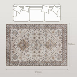 Homcom Flannel Non-Slip Washable Rug For Living Room, 230 X 160 Cm, Beige - thumbnail 3