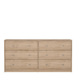 Wyld Haus Kaohsiung Hickory Oak Effect 6-Drawer Wide Chest For Bedroom - thumbnail 3