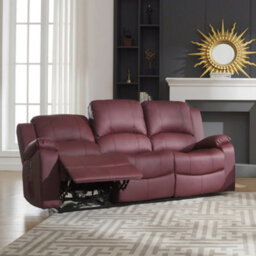Glendale 201Cm Wide 3 Seat Burgundy Bonded Leather Electrically Operated 3 Seat Recliner Sofa - thumbnail 2