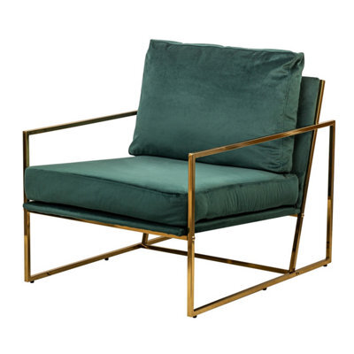 Nordlys Metal And Green Velvet Lounge Chair Vintage Style Living Room - image 1
