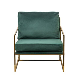 Nordlys Metal And Green Velvet Lounge Chair Vintage Style Living Room - thumbnail 7