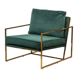 Nordlys Metal And Green Velvet Lounge Chair Vintage Style Living Room - thumbnail 1