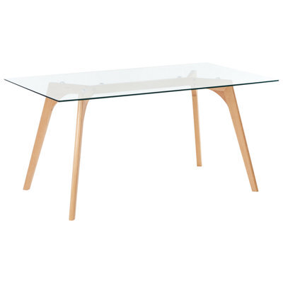 Beliani Dining Table Hudson Transparent 160 Cm 90 Cm Tempered Glass - image 1