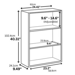 Walplus Jaya 3-Tier Adjustable Shelf Bookcase, Soft Pink Finish - thumbnail 7