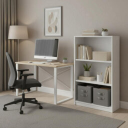 Walplus Jaya 3-Tier Adjustable Shelf Bookcase, Soft Pink Finish - thumbnail 6
