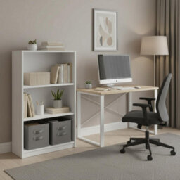 Walplus Jaya 3-Tier Adjustable Shelf Bookcase, Soft Pink Finish - thumbnail 5
