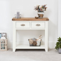 The Furniture Market Cheshire White Painted 2 Drawer Hall Console Table - thumbnail 2