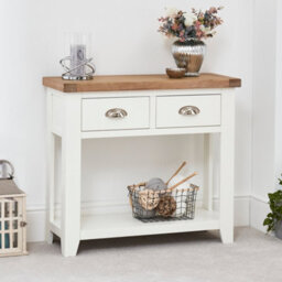 The Furniture Market Cheshire White Painted 2 Drawer Hall Console Table