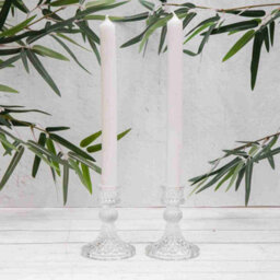 Annibells 2 X Vintage Clear Glass Harlequin Candlestick Holders (10919) - thumbnail 5