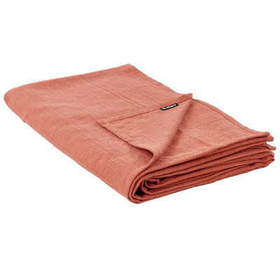 Beliani Bedspread Maraka Cotton 150 X 200 Cm Light Red - image 1