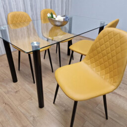 Kosy Koala White Clear Glass Dining Table With 4 Chairs Dining Kitchen Room Furniture - thumbnail 5