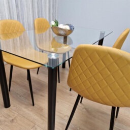 Kosy Koala White Clear Glass Dining Table With 4 Chairs Dining Kitchen Room Furniture - thumbnail 6