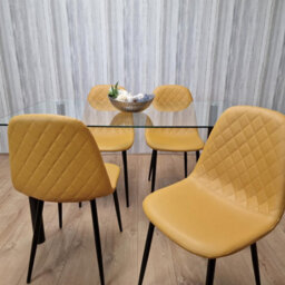 Kosy Koala White Clear Glass Dining Table With 4 Chairs Dining Kitchen Room Furniture - thumbnail 9