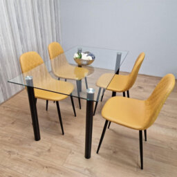 Kosy Koala White Clear Glass Dining Table With 4 Chairs Dining Kitchen Room Furniture - thumbnail 7