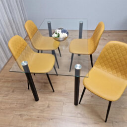 Kosy Koala White Clear Glass Dining Table With 4 Chairs Dining Kitchen Room Furniture - thumbnail 8