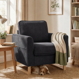 Dark Grey-1 Seater Sofa With With Metal Legs And Spring - thumbnail 3