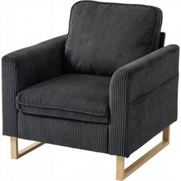 Dark Grey-1 Seater Sofa With With Metal Legs And Spring - thumbnail 1