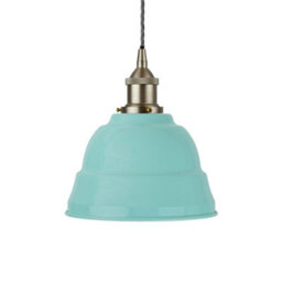 Duck Egg Blue Lincoln Painted Dome Pendant Light With Brushed Chrome Lamp Holder And Grey Twisted Cable - Se Home