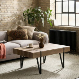 Wyld And Coco Urbanoak Coffee Table 110 X 60 Cm - Brown Mdf Top, Black Hairpin Legs - thumbnail 2