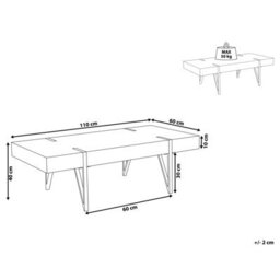 Wyld And Coco Urbanoak Coffee Table 110 X 60 Cm - Brown Mdf Top, Black Hairpin Legs - thumbnail 4
