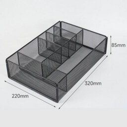 Desk Drawer Organizer Tray 6 Compartment Metal Mesh Storage - thumbnail 3