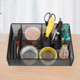 Desk Drawer Organizer Tray 6 Compartment Metal Mesh Storage - thumbnail 2