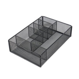 Desk Drawer Organizer Tray 6 Compartment Metal Mesh Storage - thumbnail 1