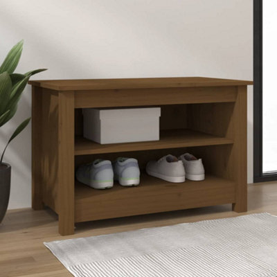 Berkfield Shoe Bench Honey Brown 70X38X45.5 Cm Solid Wood Pine - image 1