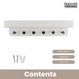 Keypak Shelf Combo - White Wall, Coat Rack Organiser With 6 Black Hooks & Display Shelf For Hallways, Kitchens & Entryways - thumbnail 4