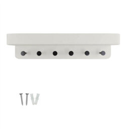 Keypak Shelf Combo - White Wall, Coat Rack Organiser With 6 Black Hooks & Display Shelf For Hallways, Kitchens & Entryways - thumbnail 1
