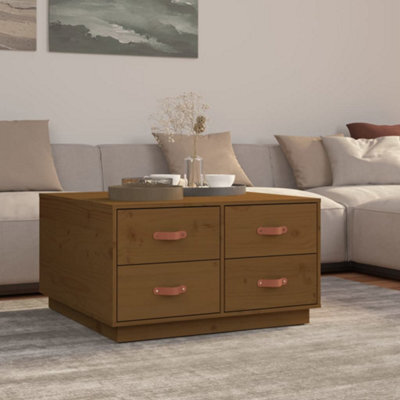 Walplus Coffee Table Honey Brown 80X80X45 Cm Solid Wood Pine - image 1