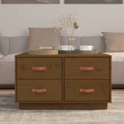 Walplus Coffee Table Honey Brown 80X80X45 Cm Solid Wood Pine - thumbnail 3